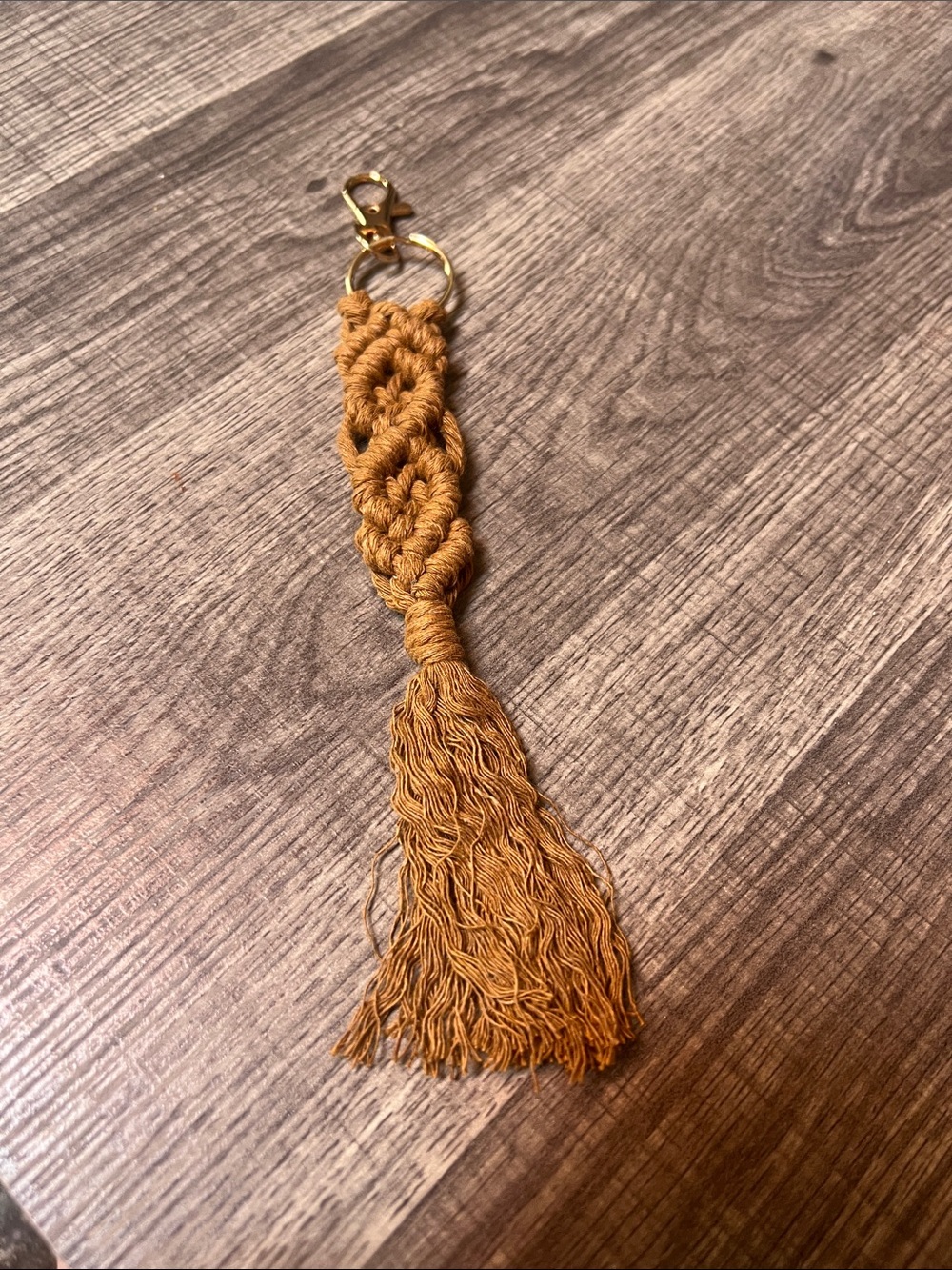 Handmade Mustard Macramé Tassel Keychain